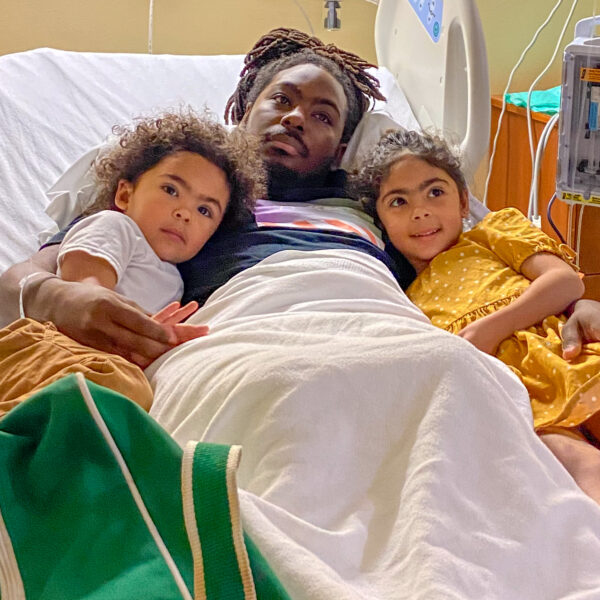 Devonte during one of his hospital stays at SGMC Health with his children